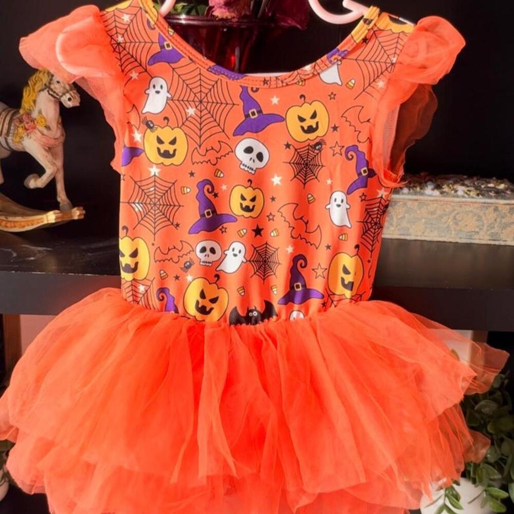 3T orange halloween tutu dress